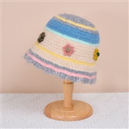 ( champagne)day hollow knitting autumn Winter sweet more woolen hat woman color flowers Bucket hat