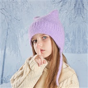 ( purple)child hat Winter man woman Outdoor warm hedging cartoon lovely cat knitting woolen