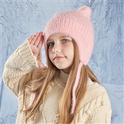 (  Pink)child hat Winter man woman Outdoor warm hedging cartoon lovely cat knitting woolen