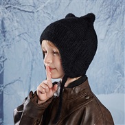 (  black)child hat Winter man woman Outdoor warm hedging cartoon lovely cat knitting woolen