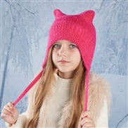 (  rose Red)child hat Winter man woman Outdoor warm hedging cartoon lovely cat knitting woolen