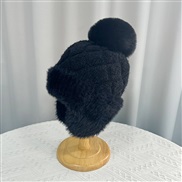 (  black)Winter velvet hedging warm belt knitting Korean style fashion woolen hat woman