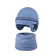 (  blue)child hat set Winter velvet warm knitting woolen man woman hedging