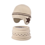 (  Beige)child hat set Winter velvet warm knitting woolen man woman hedging