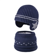 (  Navy blue)child hat set Winter velvet warm knitting woolen man woman hedging