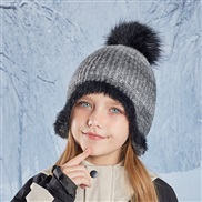 (  black)child hat color woolen Winter hedging girl Outdoor velvet warm knitting