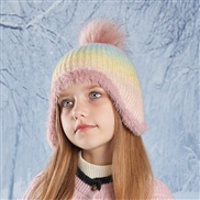 (  yellow )child hat color woolen Winter hedging girl Outdoor velvet warm knitting