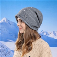 (  Light gray)autumn Winter Korean style big head Stripe knitting samll hedging hat woman