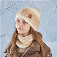 (   Khaki)child hat Winter man woman Outdoor warm hedging wind knitting woolen set