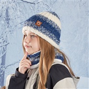 (   blue)child hat Winter man woman Outdoor warm hedging wind knitting woolen set