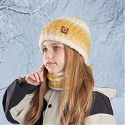 (   yellow )child hat Winter man woman Outdoor warm hedging wind knitting woolen set