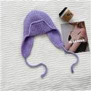 (M56-58cm)(purple) color knitting woolen woman Autumn and Winter warm all-Purpose samll hat