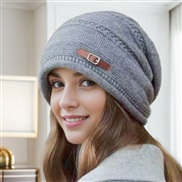 ( gray)autumn Winter knitting bag head fashion loose and comfortable big head velvet hat woman