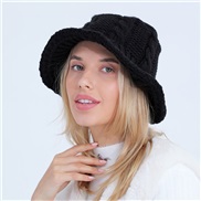 ( one size)( black) lady twisted Autumn and Winter woolen student knitting fashion warm Bucket hat