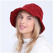 ( one size)( red) lady twisted Autumn and Winter woolen student knitting fashion warm Bucket hat