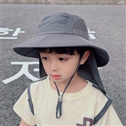 ( Dark grey)spring summer child hat man woman Outdoor sunscreen sun hat big shawl Bucket hat