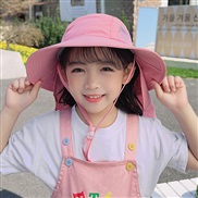 ( Pink)spring summer child hat man woman Outdoor sunscreen sun hat big shawl Bucket hat