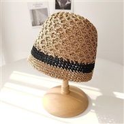 ( khaki) spring summer color straw hat woman Bucket hat day Shade Sandy beach