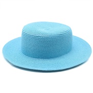 (M56-58cm)( Lake blue) color straw hat woman summer samll Sandy beach hat sun hat