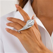 ( White k  818)occidental style  exaggerating Alloy surface Leaf opening ring  fashion IrregularRings