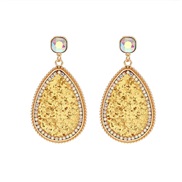 ( Gold) creative retro Alloy diamond colorful diamond earrings woman exaggerating high drop