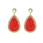 ( red) creative retro Alloy diamond colorful diamond earrings woman exaggerating high drop