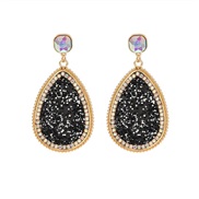 ( black) creative retro Alloy diamond colorful diamond earrings woman exaggerating high drop