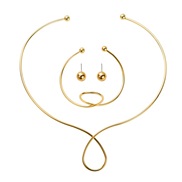 ( Gold)occidental style personality geometry Metal circle ear stud  fashion brief high set