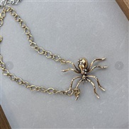 ( Gold necklace)occidental style retro samll Metal spider necklace set  exaggerating ring earrings