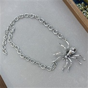 ( Silver necklace)occidental style retro samll Metal spider necklace set  exaggerating ring earrings