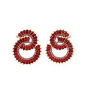 (red )occidental style fashion Double circle diamond samll high earrings super temperament ear stud Earring