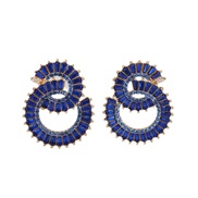 ( blue)occidental style fashion Double circle diamond samll high earrings super temperament ear stud Earring