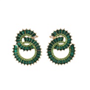 ( green)occidental style fashion Double circle diamond samll high earrings super temperament ear stud Earring