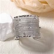 ( Silver) occidental style punk wind retro high Metal multilayer hollow opening woman bangle