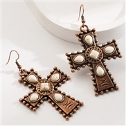 occidental style retro wind earrings turquoise drop cross temperament exaggerating ear stud Earring