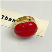 ( red)occidental style samll flash diamond enamel lips ring woman high personality unique lovers