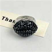 ( Silver Black)occidental style samll flash diamond enamel lips ring woman high personality unique lovers