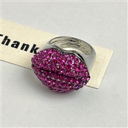 (silvery )occidental style samll flash diamond enamel lips ring woman high personality unique lovers