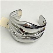 ( Silver)occidental style samll hollow surface Irregular wave three opening width bangle woman high