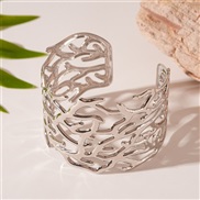 ( Silver )occidental style Metal branch pattern width surface opening bangle geometry temperament high woman