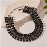 ( gun black Set in drill necklace)occidental style wind diamond multilayer clavicle chain personality samll temperament