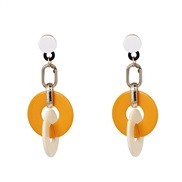 ( yellow)UR new Acrylic earrings occidental style fashion all-Purpose earring Earring