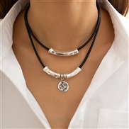 ( 2  necklace  White k 55 3)occidental style retro Nation pendant short style Collar woman  brief Double layer tube