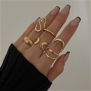 ( 1 Ligh gold Suit  5651)occidental styleins wind Metal opening ring woman IrregularRings