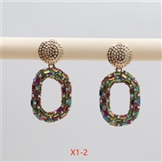 (ABgreen )occidental style personality fully-jewelled earrings creative chain shape diamond color ear stud fashion Earr