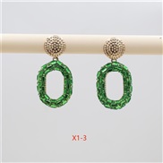 (green )occidental style personality fully-jewelled earrings creative chain shape diamond color ear stud fashion Earring