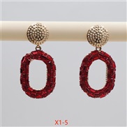 (red )occidental style personality fully-jewelled earrings creative chain shape diamond color ear stud fashion Earring