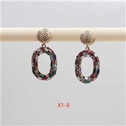 (color )occidental style personality fully-jewelled earrings creative chain shape diamond color ear stud fashion Earring