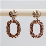 ( Rose Gold)occidental style personality fully-jewelled earrings creative chain shape diamond color ear stud fashion Ea