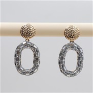 ( Silver)occidental style personality fully-jewelled earrings creative chain shape diamond color ear stud fashion Earri